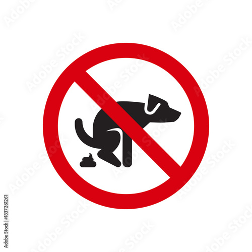 Dogs are prohibited from defecating icon, no dog pooping sign template
