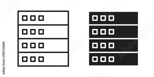 Server rack icons set. Simple set of vector illustrations