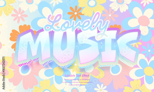 [Editable Text Effect Logo] ” Lovely Music  Logo” The title logo style is a Lovely background with cute glass-like Kawaii letters