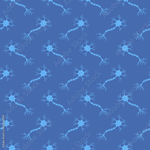 Neuron Anatomy seamless pattern isolated on color background