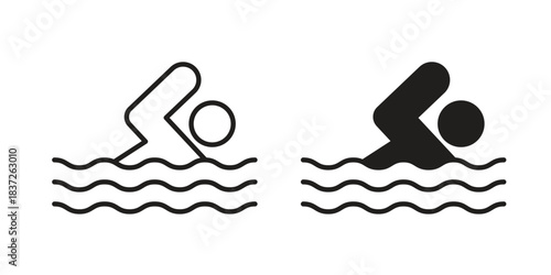 Swimming icons set. Simple set of vector illustrations