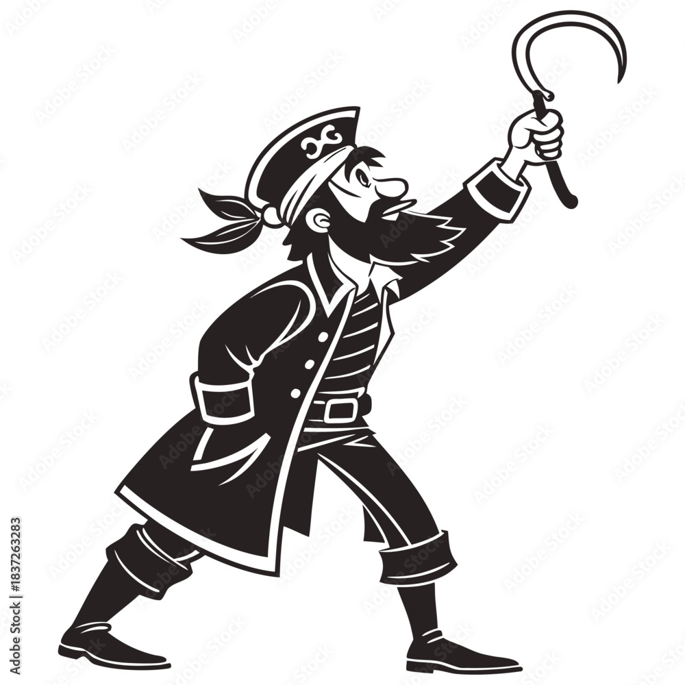 Fototapeta premium Captain pirate with beard illustration cartoon character