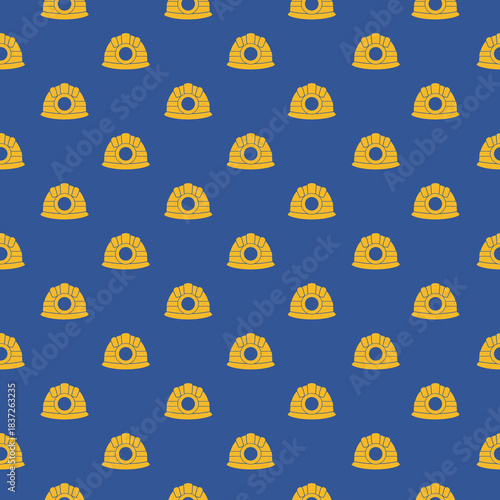 Worker helmet seamless pattern isolated on color background