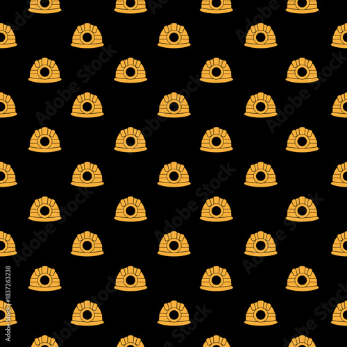 Worker helmet seamless pattern isolated on black background