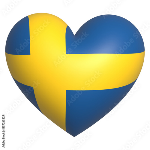 flag of Swedish 3d icon vector illustration heart 