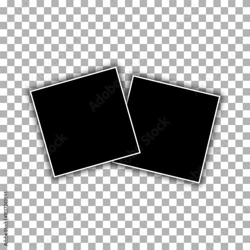 Photo frame, film set. Retro vintage photography with shadow. Digital instant image. Eps 10