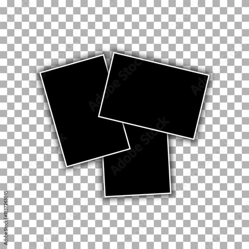 Stack of blank instant photos isolated on white background with clipping path for the inside of first one. Eps 10