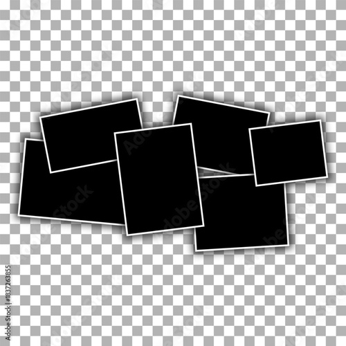 Photo frame, film set. Retro vintage photography with shadow. Digital instant image. Eps 10