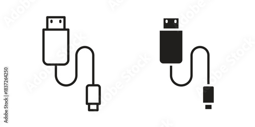 USB cable icons set. Simple set of vector illustrations