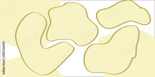 Irregular light yellow abstract organic shapes with thin outlines.