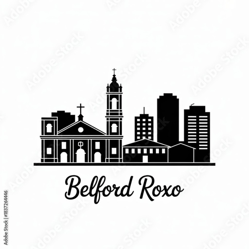 Belford Roxo Skyline Silhouette — Major Baixada Fluminense Urban Center Vector Illustration