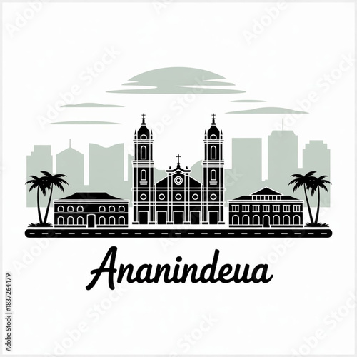 Ananindeua Skyline Silhouette — Expanding Amazonian Metropolitan City Vector Illustration