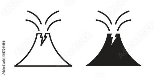 Volcano icons set. Simple set of vector illustrations