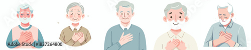vector of a grandfather putting his hand on his chest as a sign of empathy