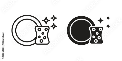 Washing dishes icons set. Simple set of vector illustrations