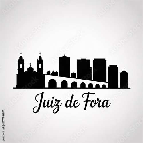 Juiz de Fora Skyline Silhouette — Historic Industrial City in Southeastern Brazil Vector Illustration