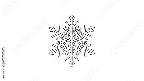Snowflake outline illustration on white background