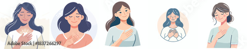 vector of a woman putting his hand on his chest as a sign of empathy
