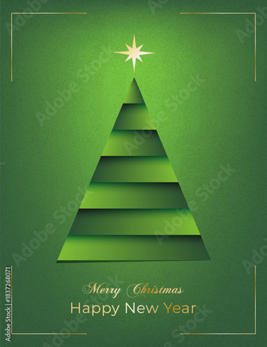 Elegant Green Christmas Tree Greeting Card