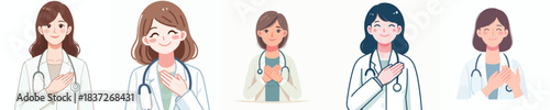vector of a female doctor putting his hand on his chest as a sign of empathy