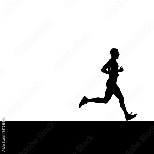 Dynamic silhouette of a runner sprinting forward with determination, perfect for fitness campaigns, sports branding, and motivational content needs