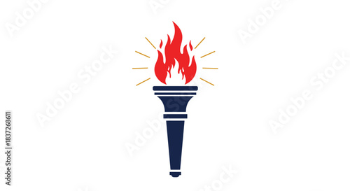 Flaming torch in a classic olympic style symbolizing sports competition and victory.