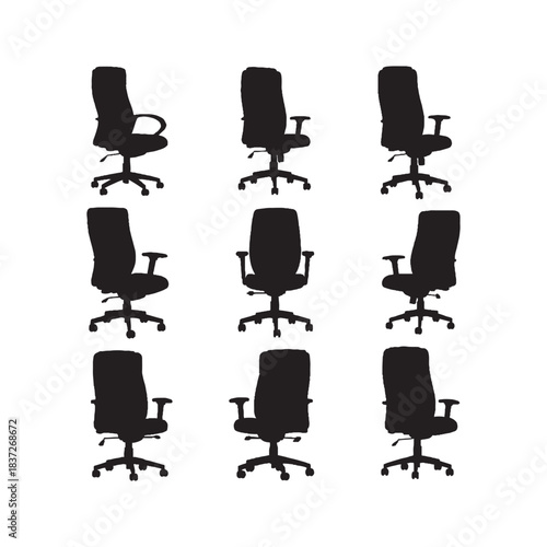 Office Chairs Silhouettes Collection,Chairs Silhouettes,Vector Chairs Silhouettes,Ergonomic Chairs Silhouettes,office chair vector