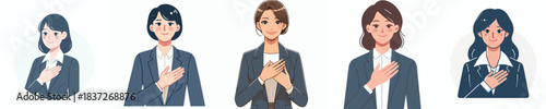 vector of a business woman putting his hand on his chest as a sign of empathy