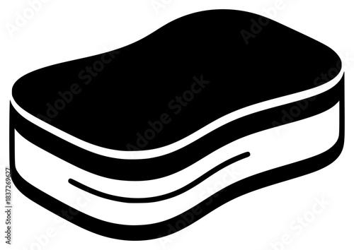 A black and white illustration of a stack of pancakes, black, cake, chocolate cake, frosting, icing, icon, illustration, white, against transparent background