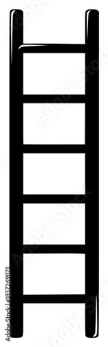 A black and white silhouette of a ladder, black, bunk bed, illustration, ladder, profile, stool, against transparent background