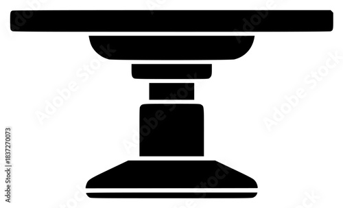 A black and white silhouette of a cash register, black, flat, footstall, icon, illustration, profile, scale, stool, against transparent background