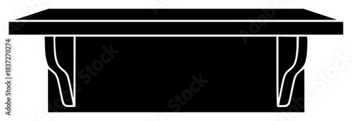 A black and white silhouette of a rectangular table, black, flat, icon, illustration, side table, stool, style, table, against transparent background