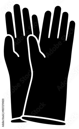 A pair of black gloves icon, baseball glove, black, glove, hand, illustration, sign, against transparent background