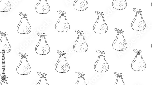 Seamless pattern of hand-drawn pear illustrations in a repeating design.