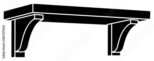 A black and white silhouette of a table with four legs, black, curtain, footstall, icon, illustration, pillar, side table, stool, style, table, against transparent background