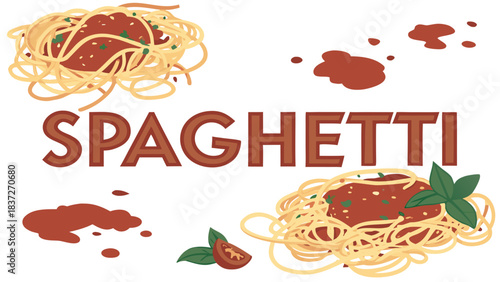 Spaghetti with tomato sauce illustration