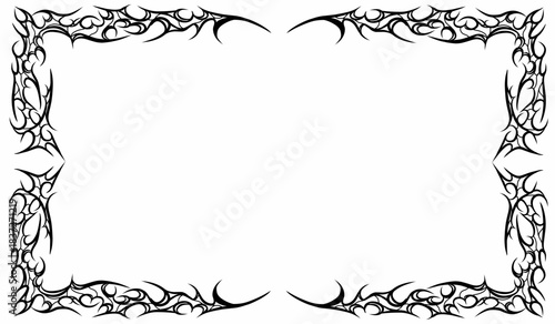 Collection of cyber sigilism tribal frames for metal hardcore posters, streetwear clothing designs, tattoos, and stickers. Vector.