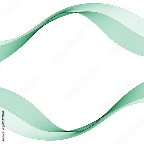 Smooth wave flow. Green wave. Set of abstract design elements. Eps 10