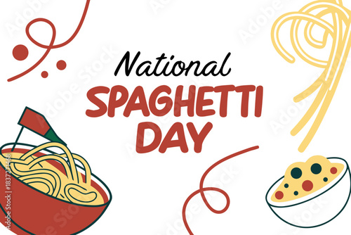 National Spaghetti Day illustrated design with pasta elements 
