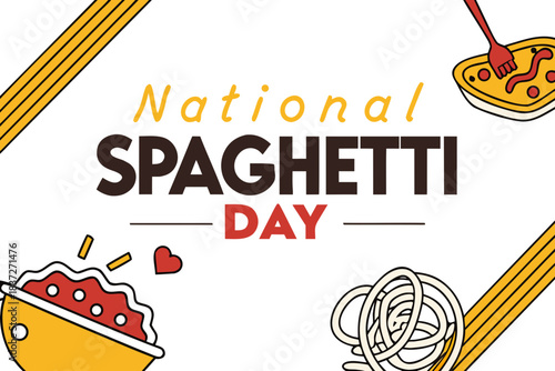 National Spaghetti Day graphic design with food and heart elements