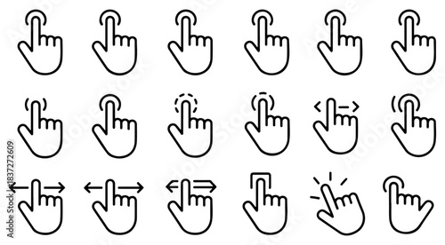 hand touch gesture cursor icon set