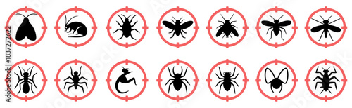 pest control insect warning icon set