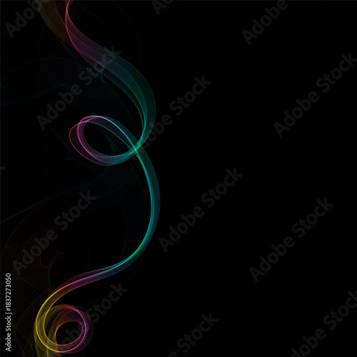Color wave on a black background. Abstract vector pattern. Eps 10
