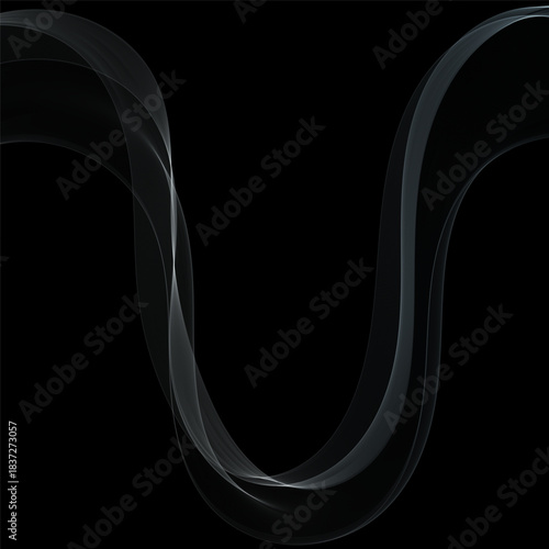 Smoky abstract wave on a black background. Vector design element. If Template for advertisement, banner, brochure, screen saver. Eps 10