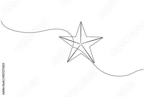 Minimalist continuous line art star with abstract flowing design illustration