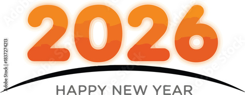 2026 Celebration: A vibrant numerical representation of the year 2026, set against a clean backdrop with a celebratory greeting underneath. Expressing hope and anticipation.