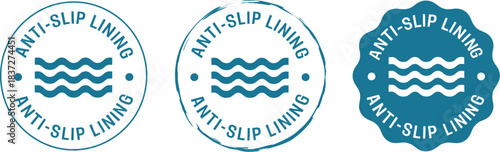 Anti Slip Lining Product Seal Icons with Wavy Grip Surface Symbol for Enhanced Safety, Non-Skid Material, and Traction Footwear Packaging Badges