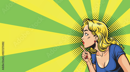 A beautiful woman in pop art style. The woman looks away.