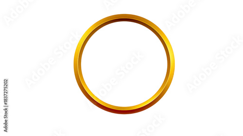 Golden ring circular shape metallic texture shiny surface isolated on transparent background elegant and simple design luxury jewelry minimal style decorative element