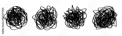 Hand drawn doodles line, tangle black marker lines, chaos symbol